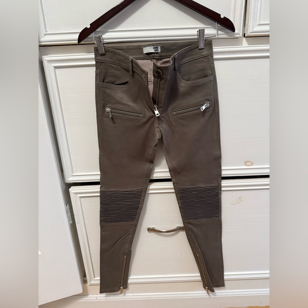 Anine Bing Taupe Zippered Pants